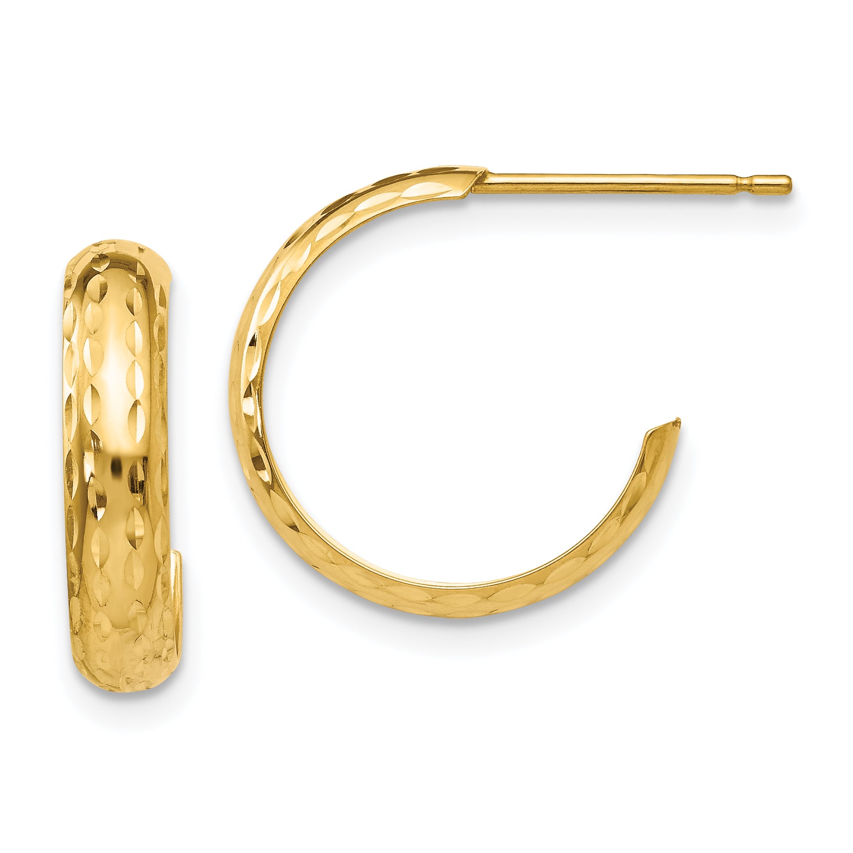 14k Diamond-cut 3.5mm J-Hoop Earrings Main image