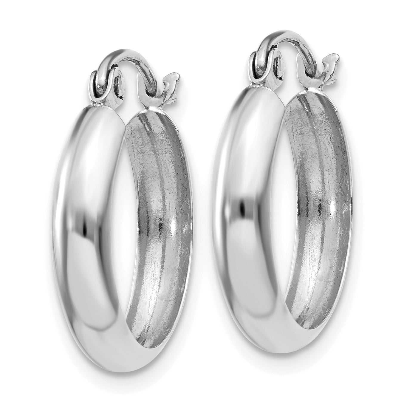14k White Gold Polished 3.5mm Hoop Earrings Secondary image