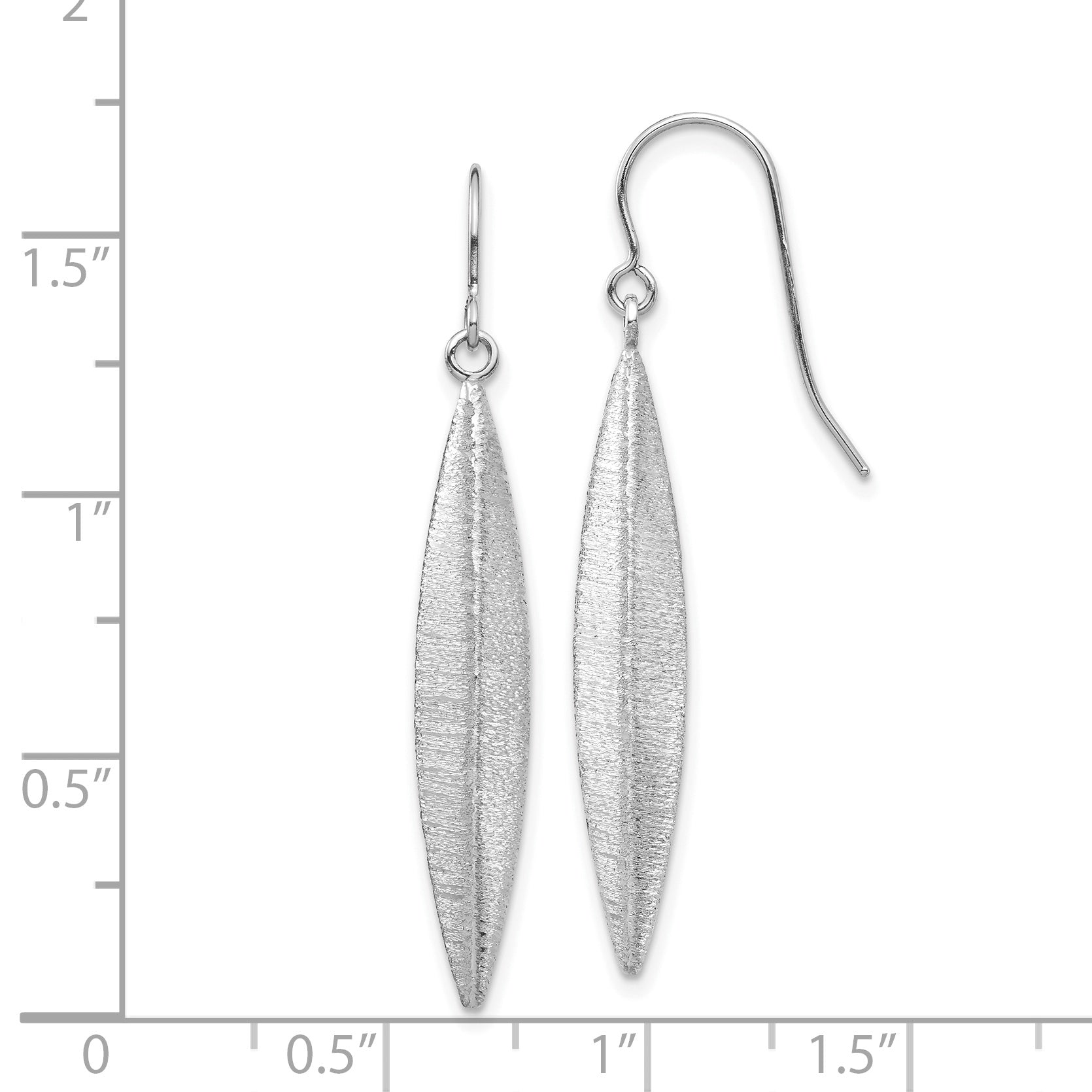 14K White Gold Brushed Dangle Earrings