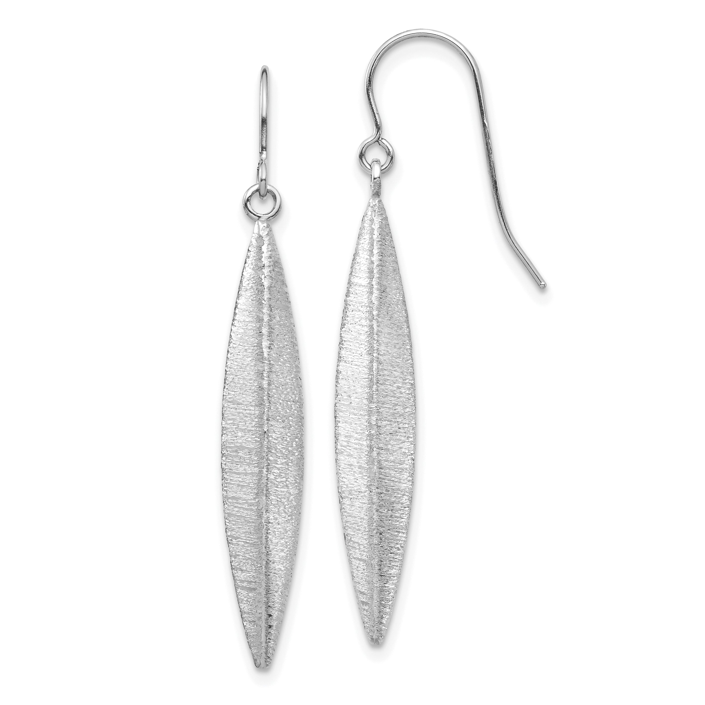 14K White Gold Brushed Dangle Earrings Main image