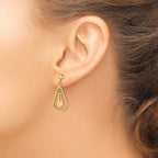 14K Gold Polished Dangle Earrings, 28 mm Length, Post & Push Back Closure