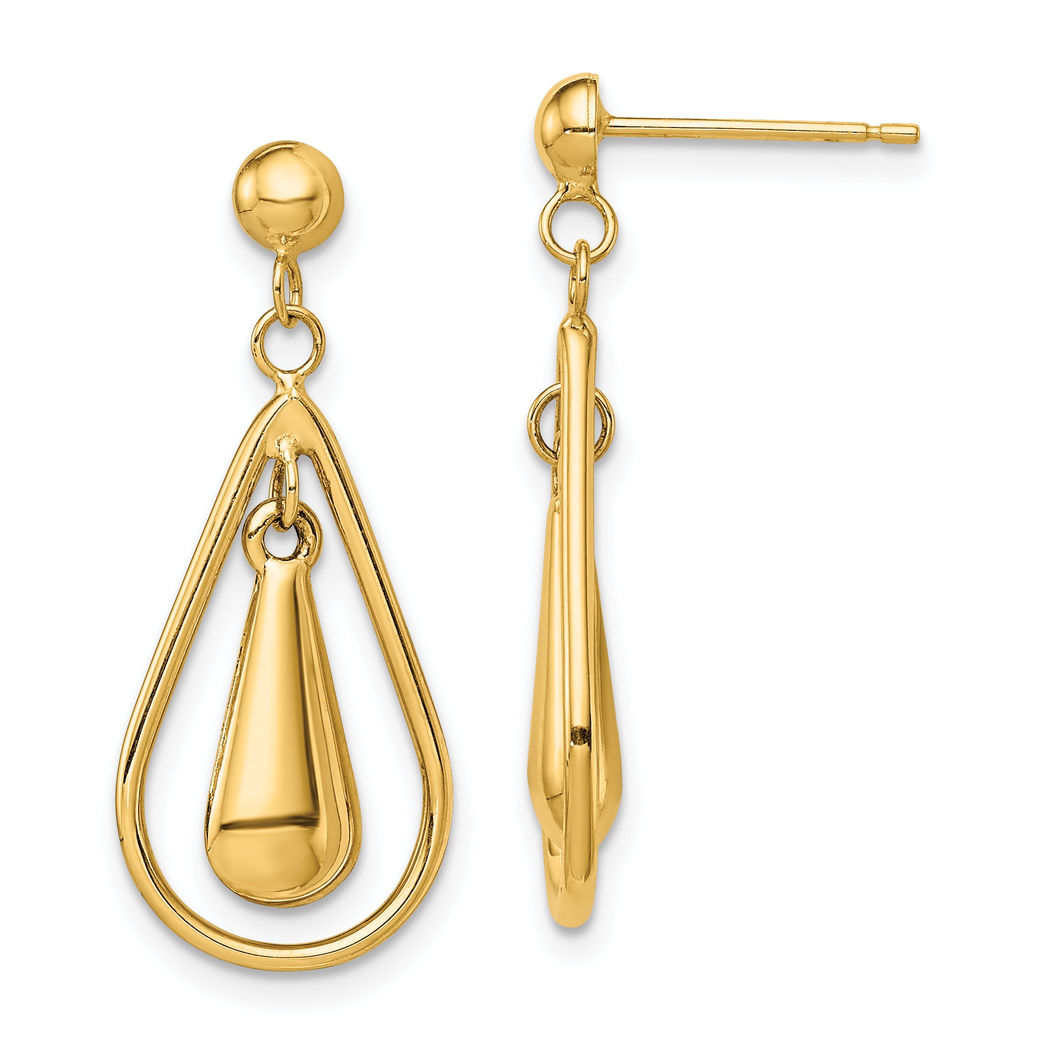 14K Polished Dangle Post Earrings Main image