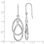 14k White Gold Double Teardrop Dangle Wire Earrings