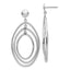 14k White Gold Oval Circle Dangle Post Earrings
