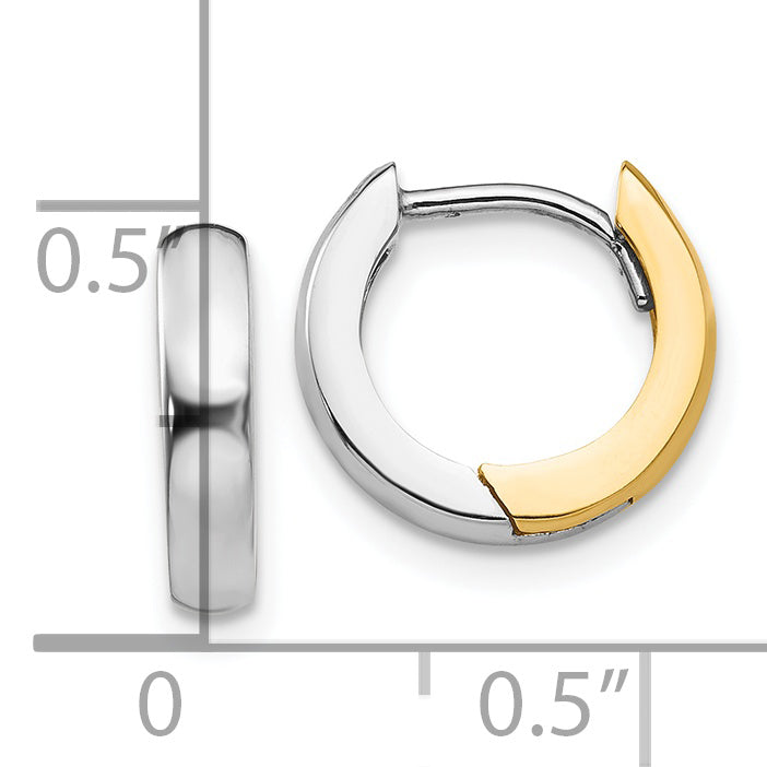 14k Two-tone 2.5mm Round Hinged Hoop Earrings