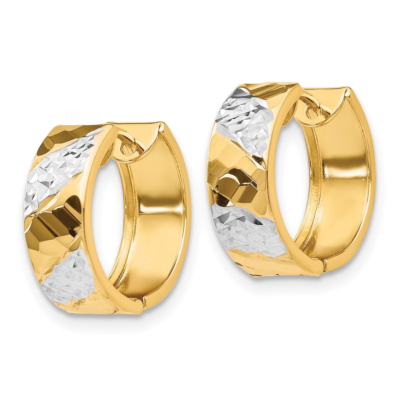 14k 5mm Diamond-cut Rhodium Hoop Earrings Secondary image