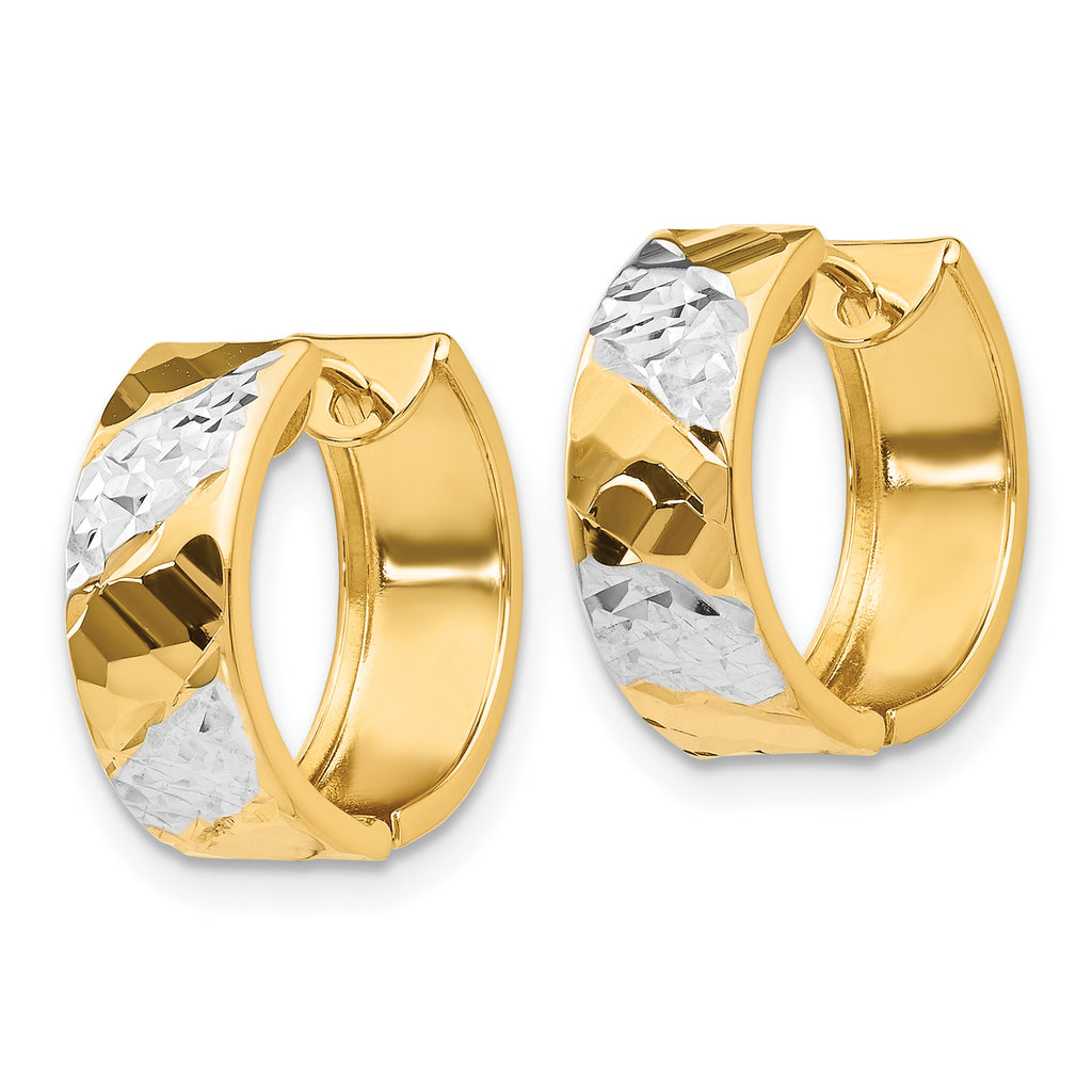 14k 5mm Diamond-cut Rhodium Hoop Earrings