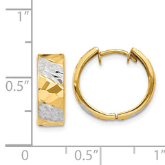 14k 5mm Diamond-cut Rhodium Hoop Earrings