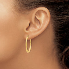 14k 2mm Oval Hoop Earrings