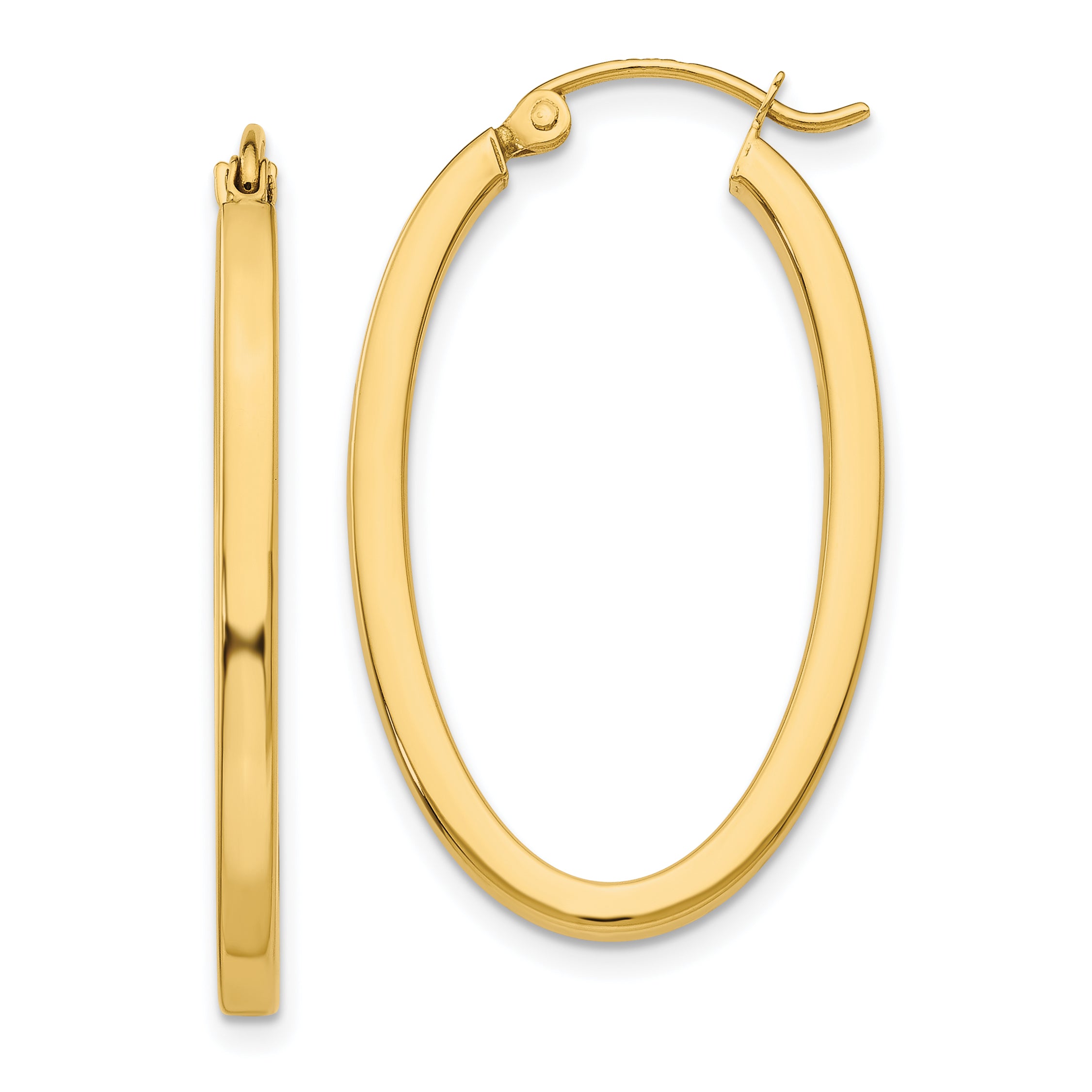 14k 2mm Oval Hoop Earrings