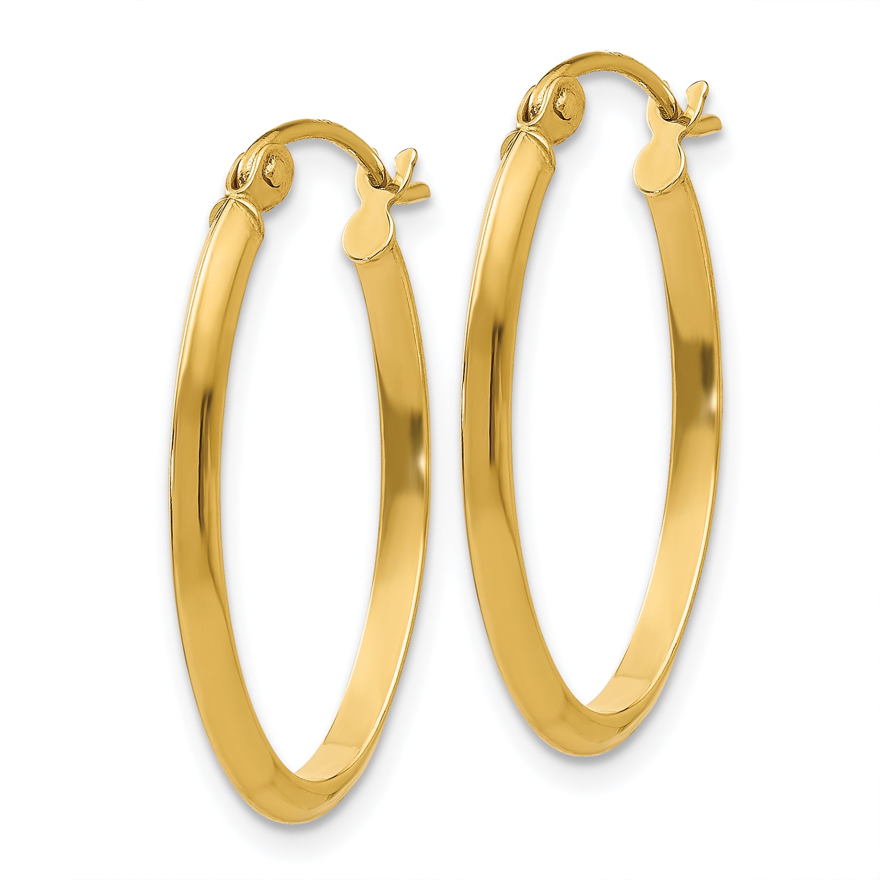 14k 2mm Oval Hoop Earrings Secondary image