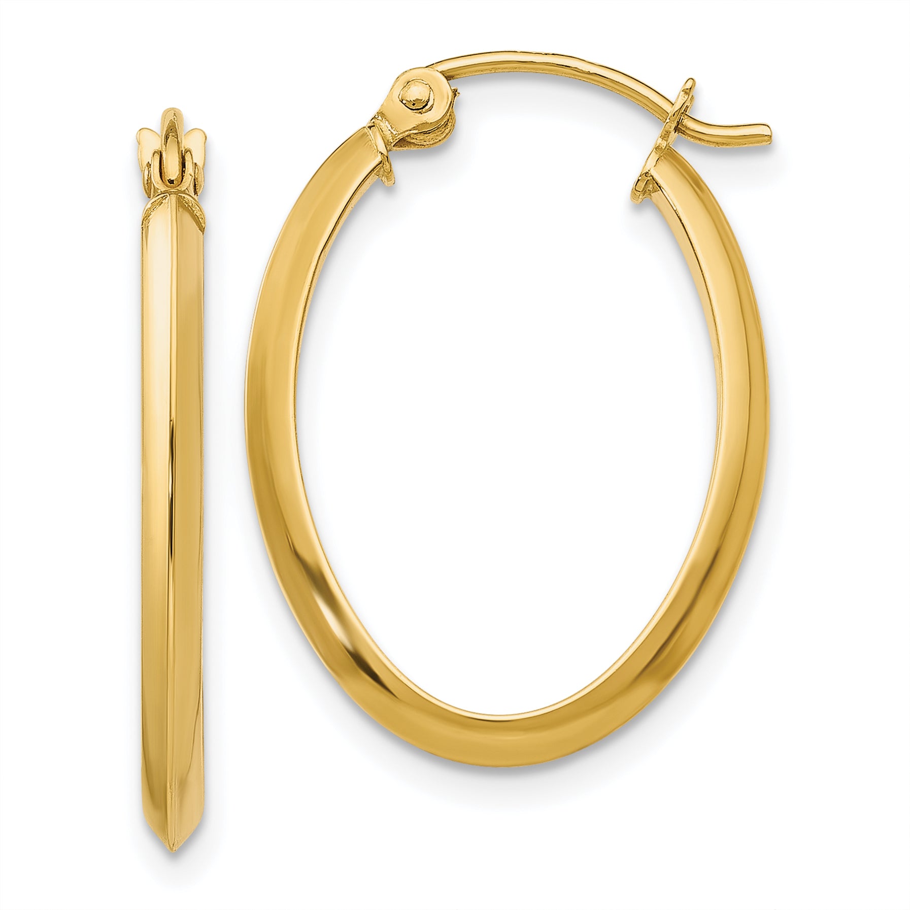 14k 2mm Oval Hoop Earrings Main image
