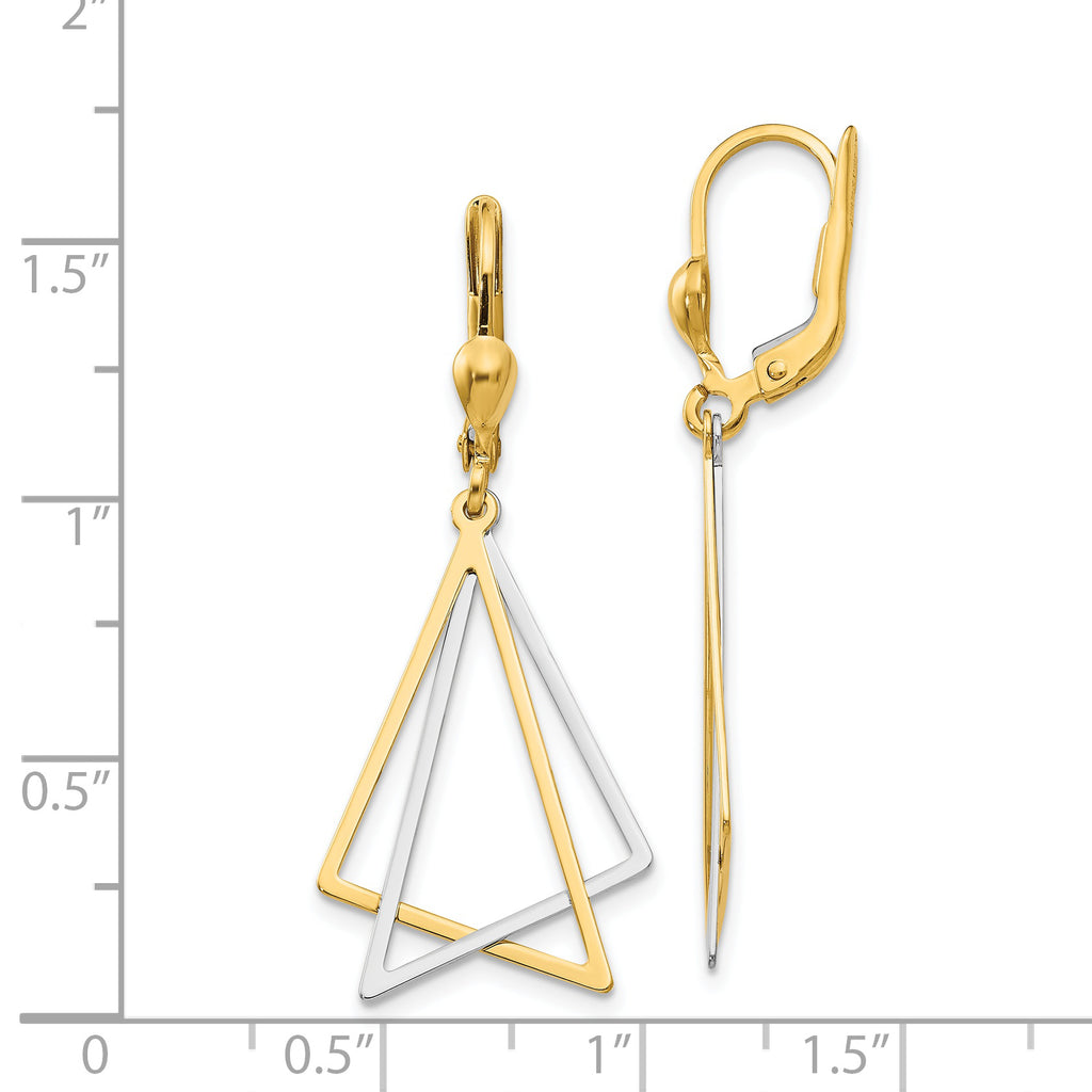 14k Two-tone Leverback Drop Earrings
