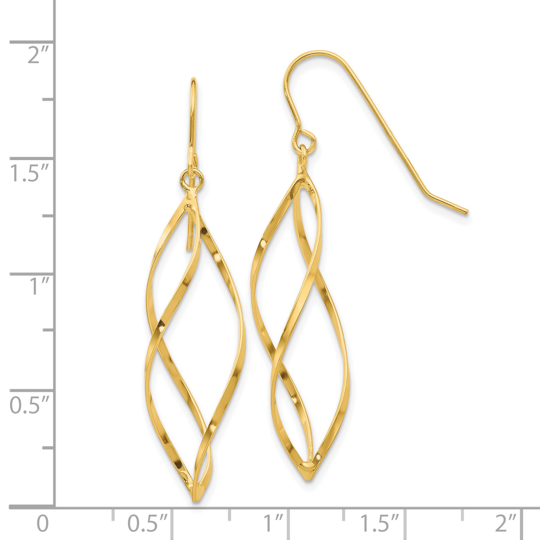 14K Twisted Dangle Earrings Secondary image