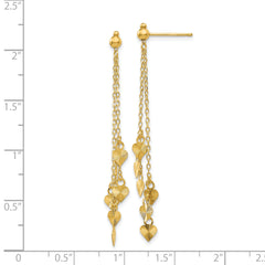 14K Diamond Cut Heart Post Dangle Earrings