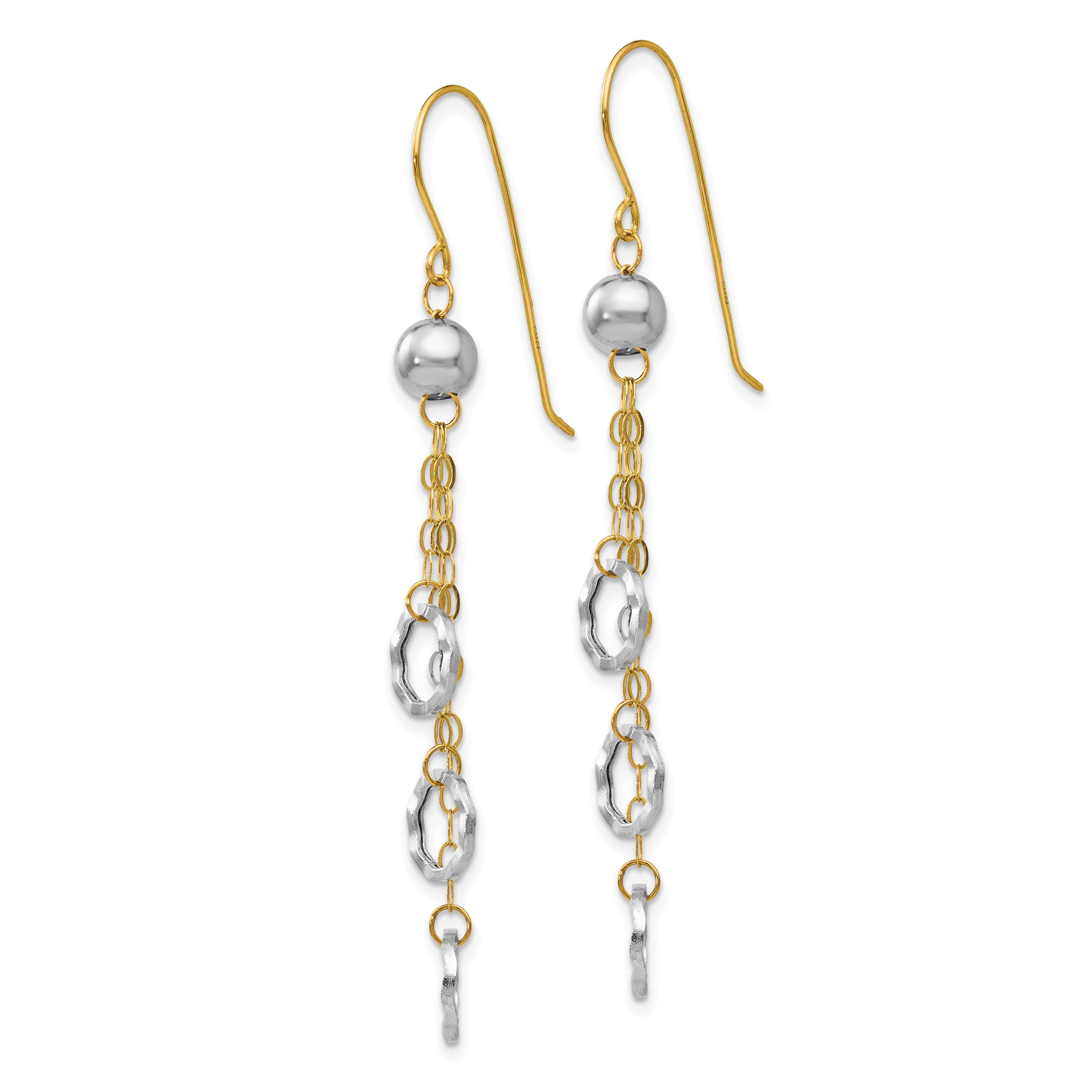 14k Two-tone Circle Dangle Earrings