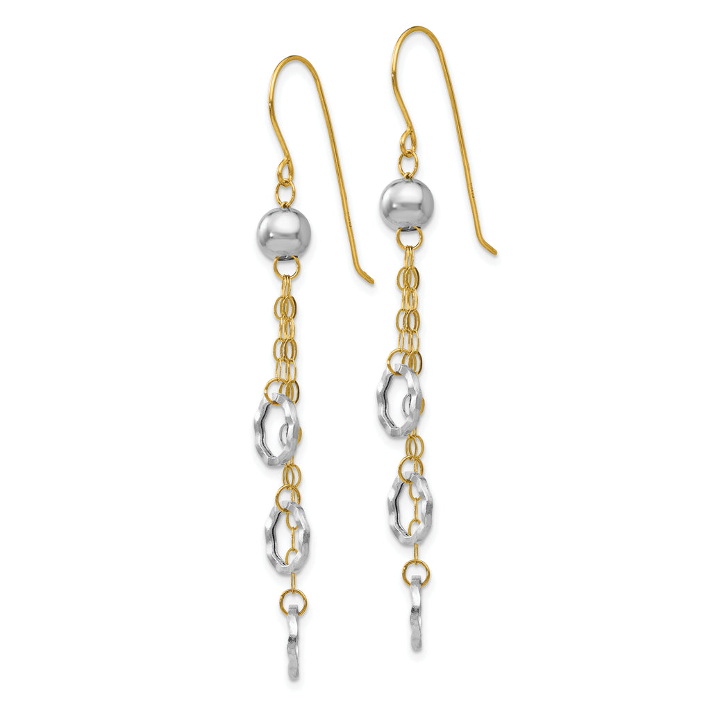 14k Two-tone Circle Dangle Earrings