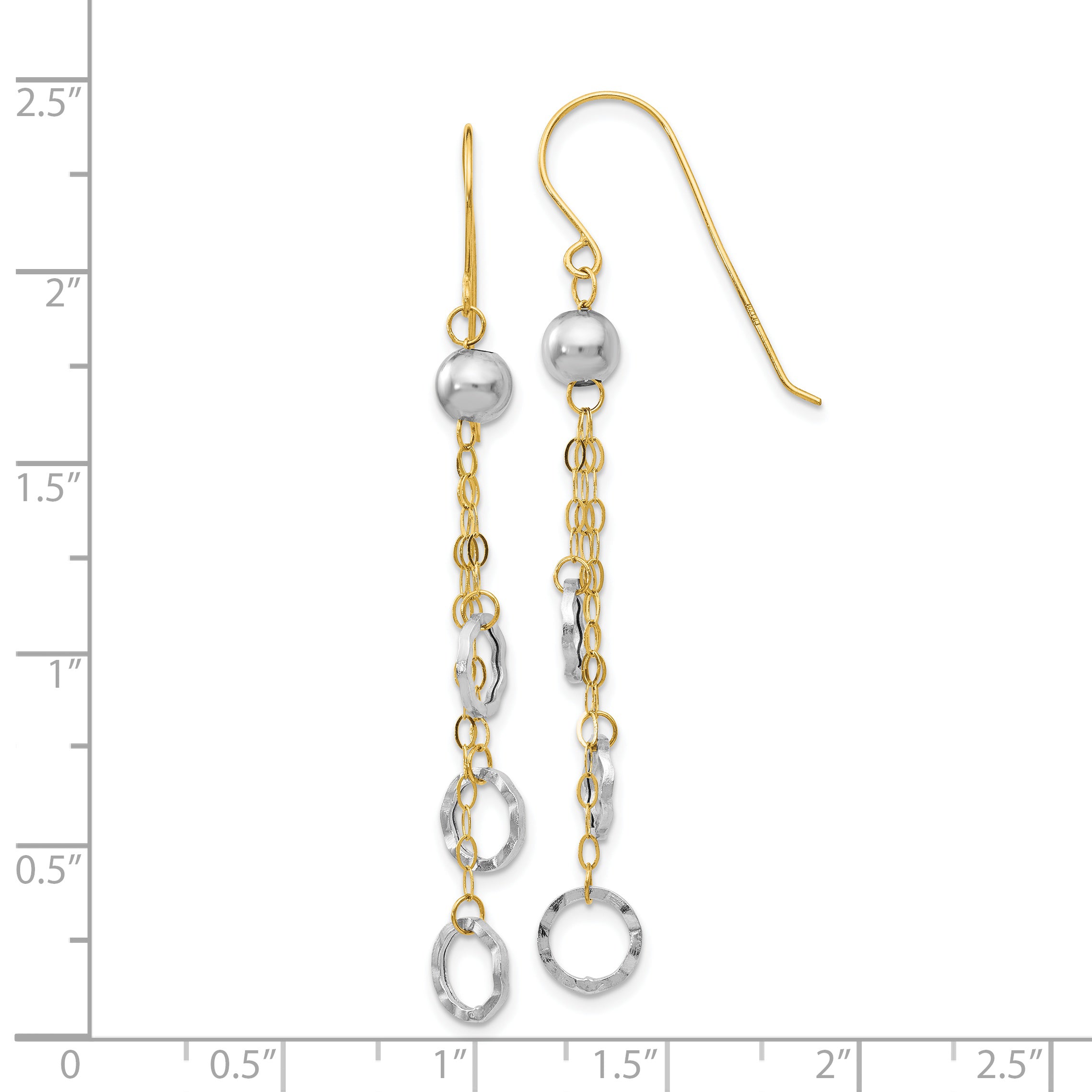 14k Two-tone Circle Dangle Earrings