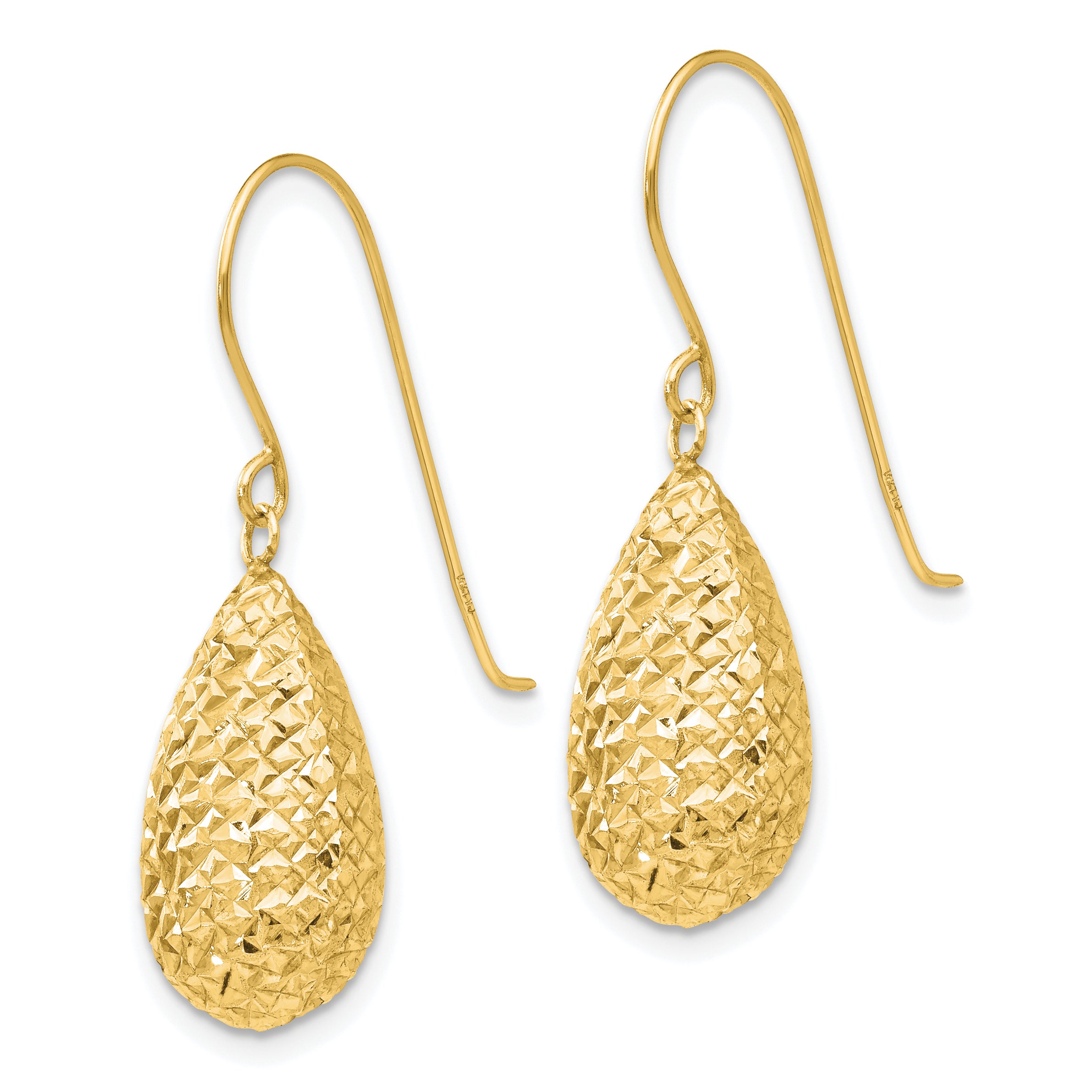 14k Puff Teardrop Earrings Secondary image