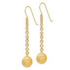 14k Diamond-cut Hollow Bead Dangle Earrings