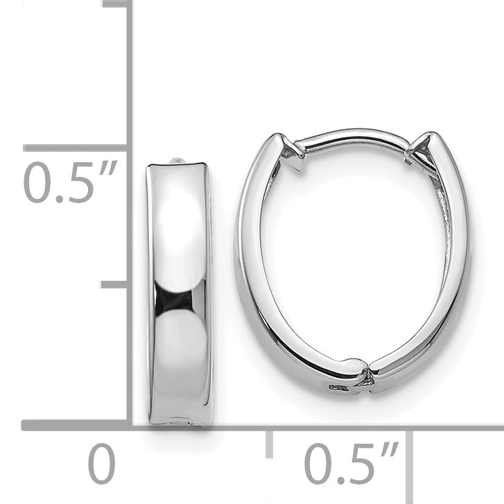 14k White Gold Polished Hinged Hoop Earrings