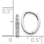 14k White Gold Diamond-cut Oval Hinged Hoop Earrings