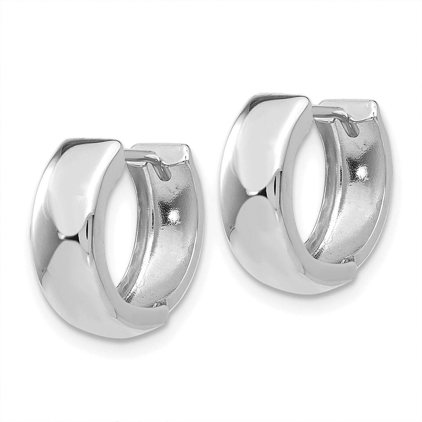 14k White Gold Polished Hinged Hoop Earrings Secondary image
