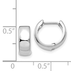 14k White Gold Polished Hinged Hoop Earrings