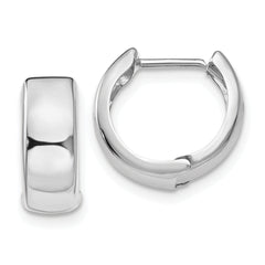 14k White Gold Polished Hinged Hoop Earrings