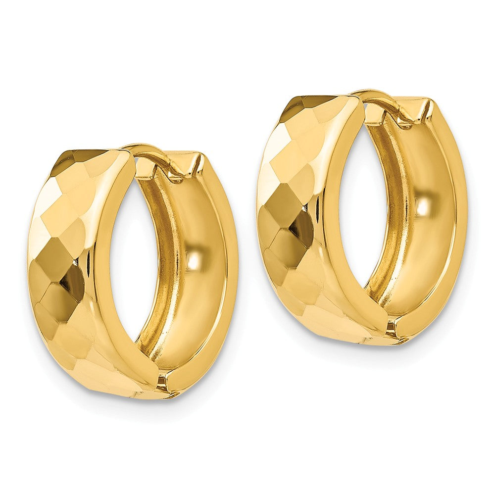 14K Textured Hinged Hoop Earrings Secondary image