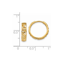 14k Greek Key Hinged Hoop Earrings