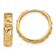 14K Greek Key Hinged Hoop Earrings