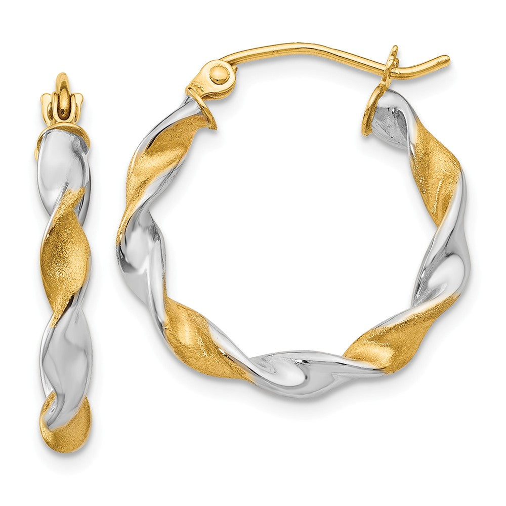 14K White Gold & Rhodium 2.0mm Twisted Hoop Earrings Main image