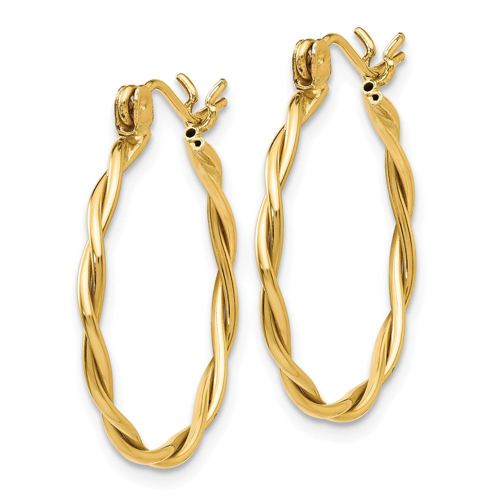 14K Polished Twisted Circle Hoop Earrings
