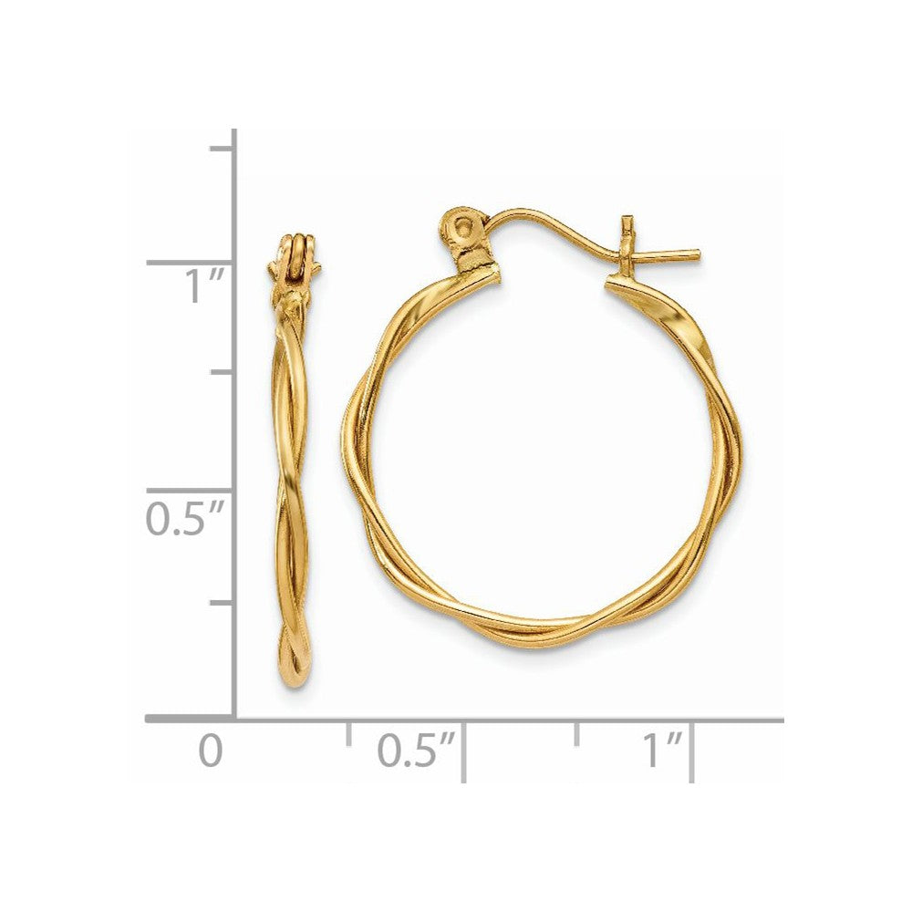 14k Polished Twisted Circle Hoop Earrings