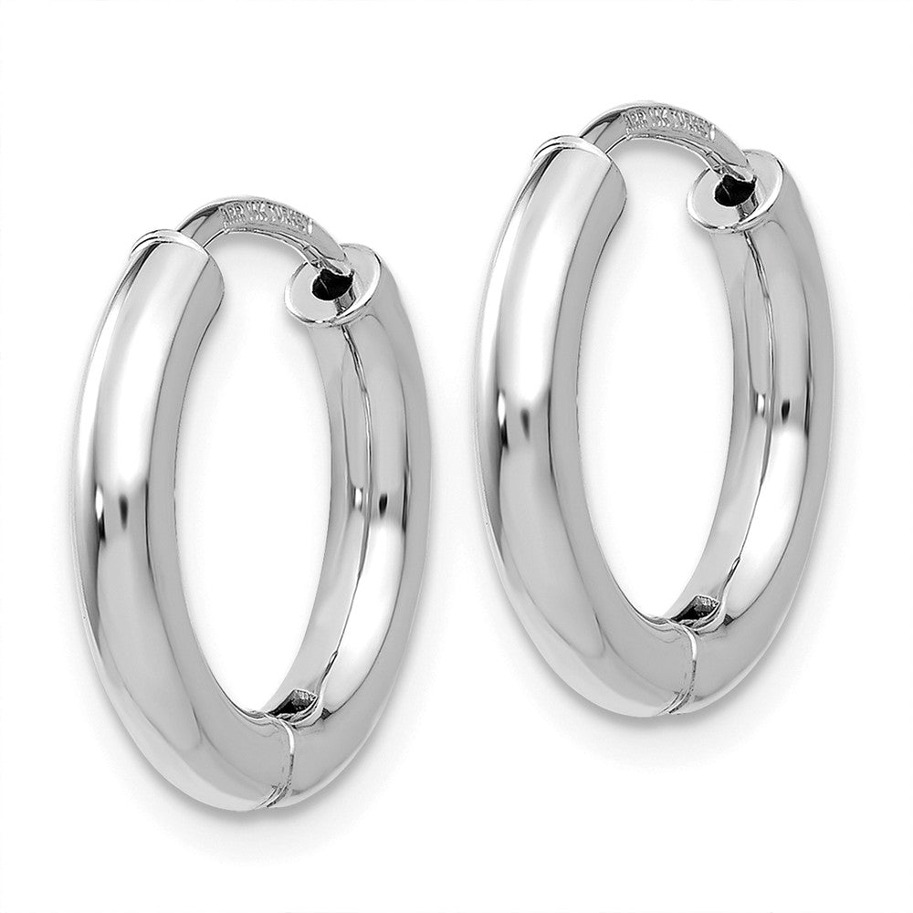 14K White Gold Polished Hollow Hinged Hoop Earrings Secondary image