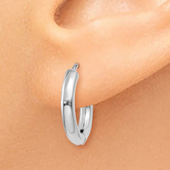 14K White Gold Polished Hollow Hinged Hoop Earrings