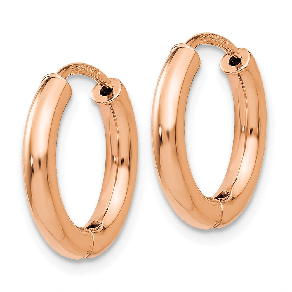 14K Rose Gold Polished Hollow Hinged Hoop Earrings Secondary image