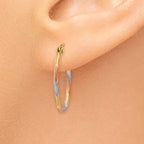 14K With White and Rose Rhodium Diamond Cut Hoop Earrings