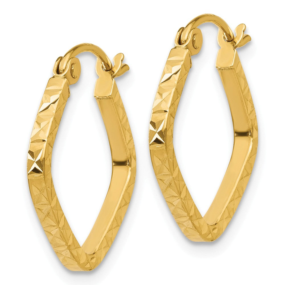 14K Diamond Cut Squared Hoop Earrings Secondary image