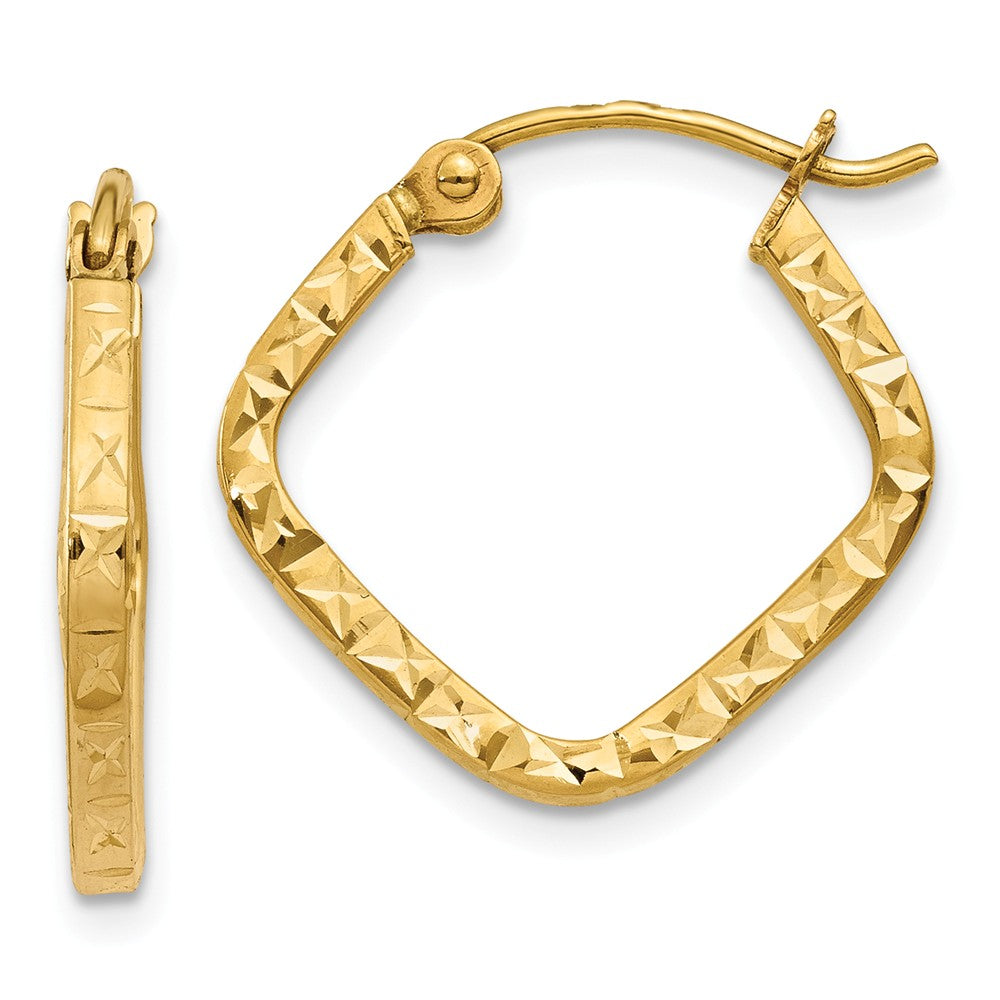 14K Diamond Cut Squared Hoop Earrings Main image