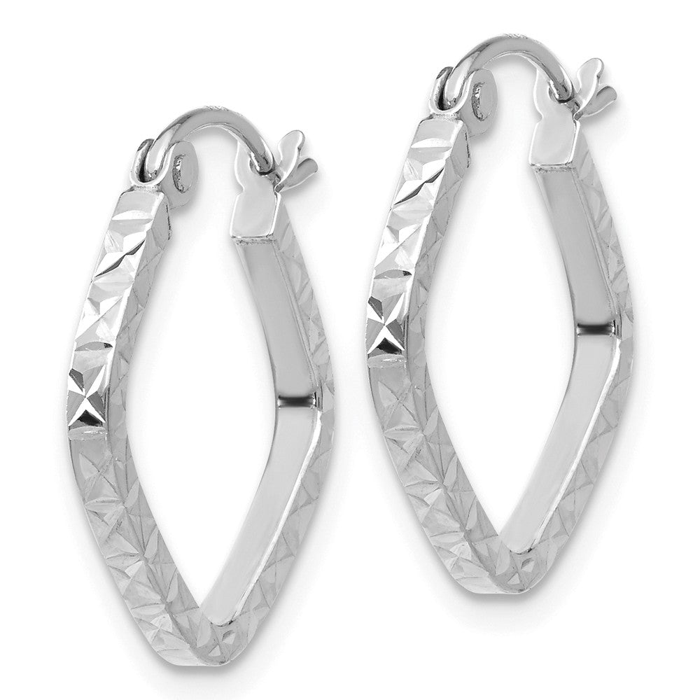 14K White Gold Diamond Cut Squared Hoop Earrings Secondary image