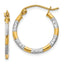 14K With White Rhodium Diamond Cut Hoop Earrings