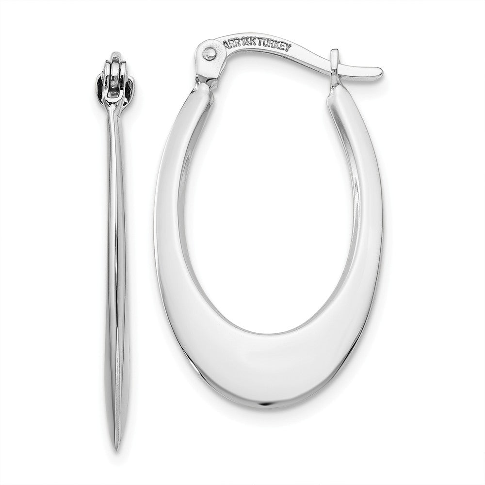 14K White Gold Polished Hoop Earrings Main image