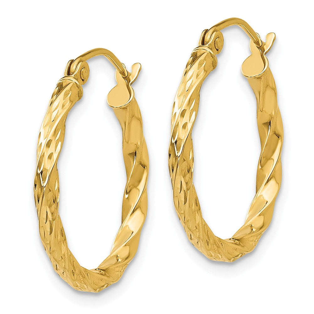 14K Twist Hollow Hoop Earrings Secondary image