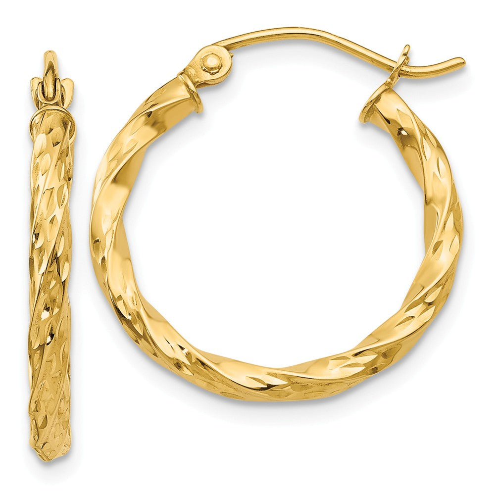 14K Twist Hollow Hoop Earrings Main image