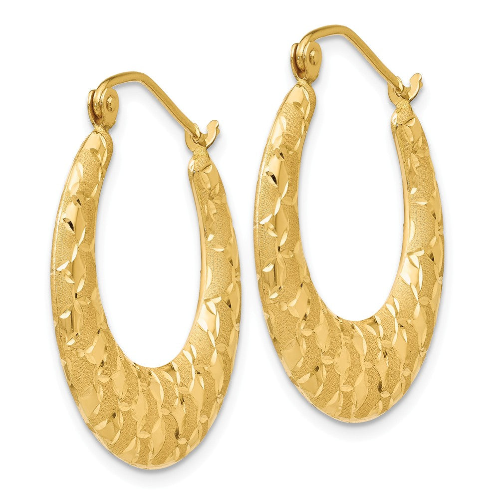 14K Laser Cut Patterned Hoop Earrings Secondary image