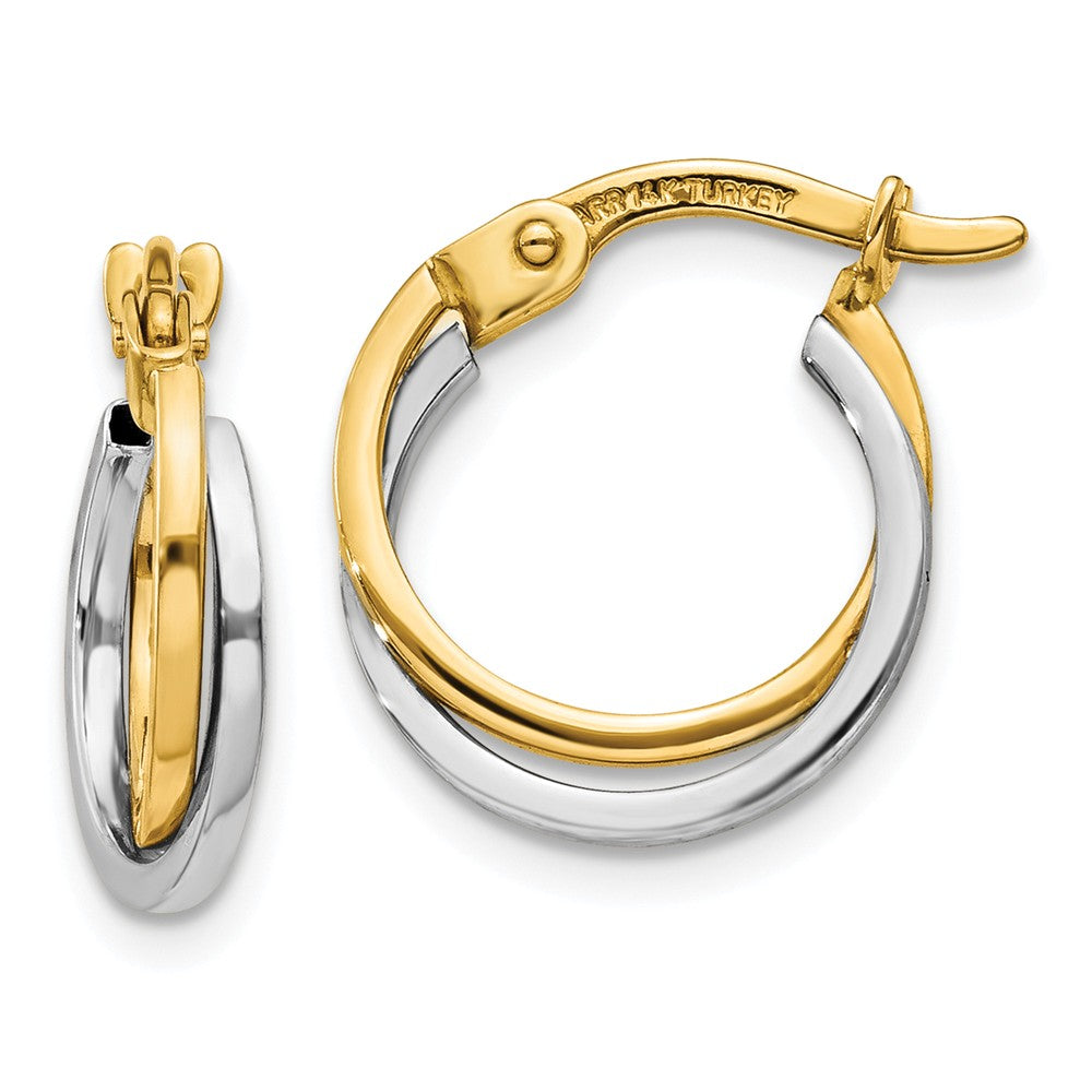14K Two-tone Polished Hollow Hoop Earrings Main image