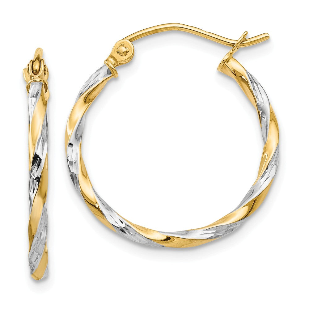 14K & Rhodium Hollow Twisted Hoop Earrings Main image