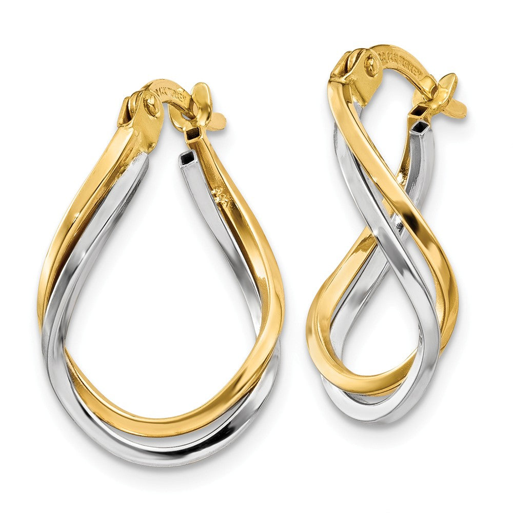14K Two-tone Twisted Hoop Earrings Secondary image
